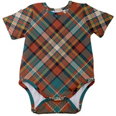 Tartan Scotland Seamless Plaid Pattern Vector Retro Background Fabric Vintage Check Color Square Geo Baby Short Sleeve Bodysuit by Ket1n9