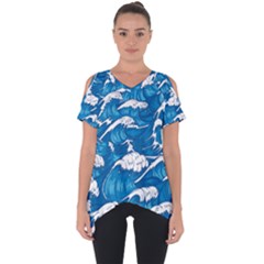 Seamless Pattern With Colorful Bush Roses Cut Out Side Drop T-shirt