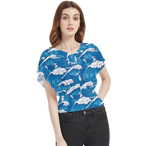 Seamless Pattern With Colorful Bush Roses Butterfly Chiffon Blouse by Ket1n9