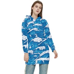 Seamless Pattern With Colorful Bush Roses Women s Long Oversized Pullover Hoodie by Ket1n9