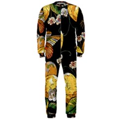 Embroidery Blossoming Lemons Butterfly Seamless Pattern Onepiece Jumpsuit (men) by Ket1n9