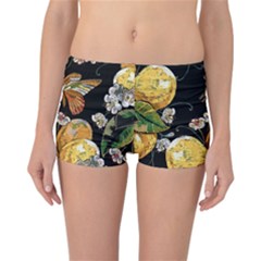 Embroidery Blossoming Lemons Butterfly Seamless Pattern Reversible Boyleg Bikini Bottoms by Ket1n9