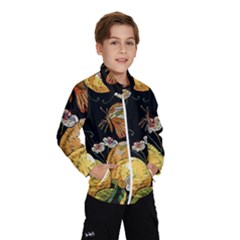 Embroidery Blossoming Lemons Butterfly Seamless Pattern Kids  Windbreaker by Ket1n9