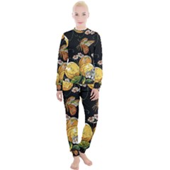 Embroidery Blossoming Lemons Butterfly Seamless Pattern Women s Lounge Set by Ket1n9