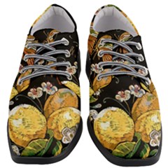 Embroidery Blossoming Lemons Butterfly Seamless Pattern Women Heeled Oxford Shoes