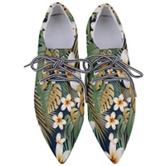 Seamless Pattern With Tropical Strelitzia Flowers Leaves Exotic Background Pointed Oxford Shoes by Ket1n9