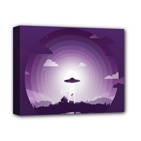 Ufo Illustration Style Minimalism Silhouette Deluxe Canvas 14  x 11  (Stretched)