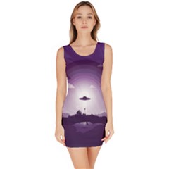 Ufo Illustration Style Minimalism Silhouette Bodycon Dress