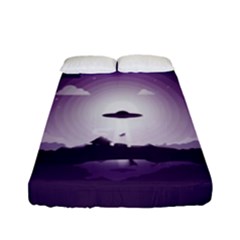 Ufo Illustration Style Minimalism Silhouette Fitted Sheet (Full/ Double Size)