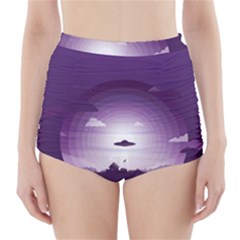 Ufo Illustration Style Minimalism Silhouette High-Waisted Bikini Bottoms