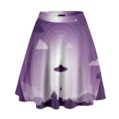 Ufo Illustration Style Minimalism Silhouette High Waist Skirt