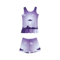 Ufo Illustration Style Minimalism Silhouette Kids  Boyleg Swimsuit