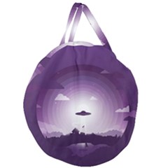 Ufo Illustration Style Minimalism Silhouette Giant Round Zipper Tote