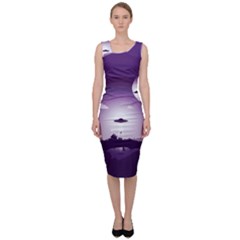 Ufo Illustration Style Minimalism Silhouette Sleeveless Pencil Dress