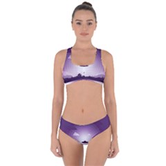 Ufo Illustration Style Minimalism Silhouette Criss Cross Bikini Set