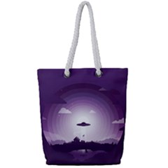 Ufo Illustration Style Minimalism Silhouette Full Print Rope Handle Tote (Small)