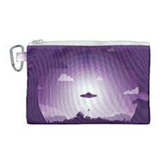 Ufo Illustration Style Minimalism Silhouette Canvas Cosmetic Bag (Large)