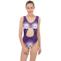 Ufo Illustration Style Minimalism Silhouette Center Cut Out Swimsuit