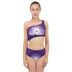 Ufo Illustration Style Minimalism Silhouette Spliced Up Two Piece Swimsuit