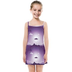 Ufo Illustration Style Minimalism Silhouette Kids  Summer Sun Dress