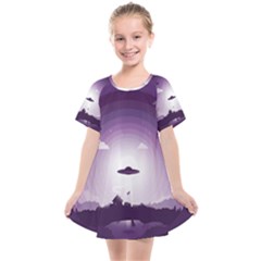 Ufo Illustration Style Minimalism Silhouette Kids  Smock Dress