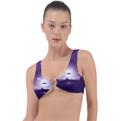 Ufo Illustration Style Minimalism Silhouette Ring Detail Bikini Top