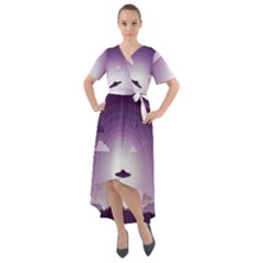 Ufo Illustration Style Minimalism Silhouette Front Wrap High Low Dress