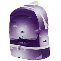 Ufo Illustration Style Minimalism Silhouette Zip Bottom Backpack