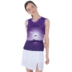 Ufo Illustration Style Minimalism Silhouette Women s Sleeveless Sports Top