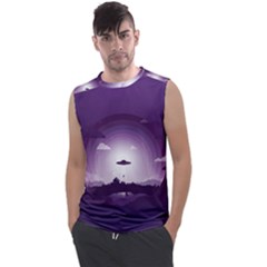 Ufo Illustration Style Minimalism Silhouette Men s Regular Tank Top