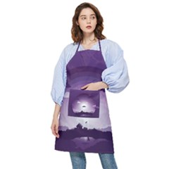 Ufo Illustration Style Minimalism Silhouette Pocket Apron