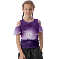 Ufo Illustration Style Minimalism Silhouette Kids  Butterfly Cutout T-Shirt