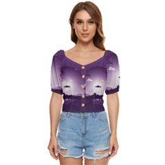 Ufo Illustration Style Minimalism Silhouette Button up blouse