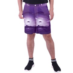 Ufo Illustration Style Minimalism Silhouette Men s Pocket Shorts