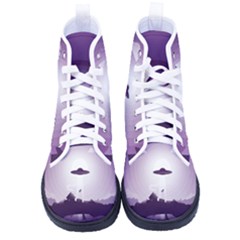 Ufo Illustration Style Minimalism Silhouette Women s High-Top Canvas Sneakers