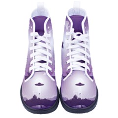 Ufo Illustration Style Minimalism Silhouette Kid s High-Top Canvas Sneakers