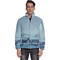 Mountain Covered Snow Mountains Clouds Fantasy Art Men s Puffer Bubble Jacket Coat by Cendanart