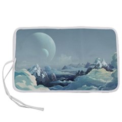 Mountain Covered Snow Mountains Clouds Fantasy Art Pen Storage Case (l) by Cendanart