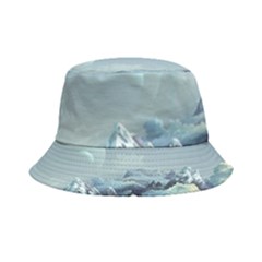 Mountain Covered Snow Mountains Clouds Fantasy Art Inside Out Bucket Hat by Cendanart