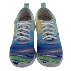 Mountains And Trees Illustration Painting Clouds Sky Landscape Women Athletic Shoes