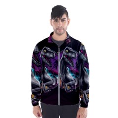 Style Dinosaur  80s Synth Retrowave Men s Windbreaker by Cendanart