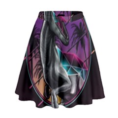 Style Dinosaur  80s Synth Retrowave High Waist Skirt by Cendanart