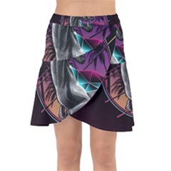 Style Dinosaur  80s Synth Retrowave Wrap Front Skirt