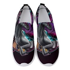 Style Dinosaur  80s Synth Retrowave Women s Slip On Sneakers by Cendanart