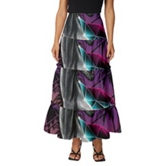 Style Dinosaur  80s Synth Retrowave Tiered Ruffle Maxi Skirt