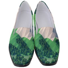 Green And White Polygonal Mountain Women s Classic Loafer Heels