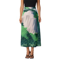 Green And White Polygonal Mountain Classic Midi Chiffon Skirt