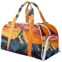 Snow Capped Mountain Himalayas Clouds Landscape Nature Burner Gym Duffel Bag by Cendanart