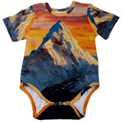 Snow Capped Mountain Himalayas Clouds Landscape Nature Baby Short Sleeve Bodysuit