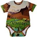 River Between Green Forest With Brown Mountain Baby Short Sleeve Bodysuit View1